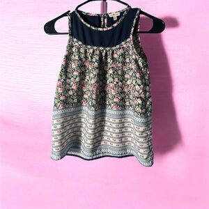 100% Polyester Sleeveless Floral and Striped Girls Top Size 10